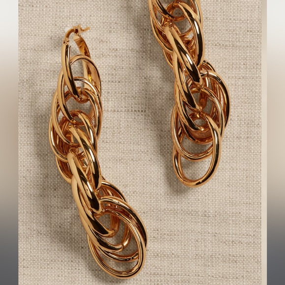 NWT BANANA REPUBLIC AMBRA OVAL MULTILINK CHAIN EARRINGS | AUREUS + ARGENT - Picture 3 of 4